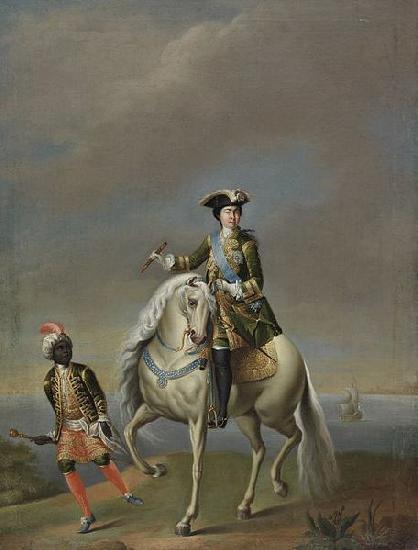 unknow artist Equestrian portrait of Empress Catherine I Sweden oil painting art